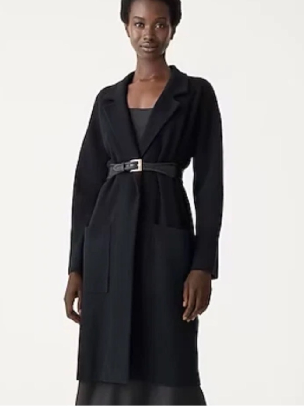 J.Crew Ella Open Front Long Sweater Blazer Coatigan Black Knit XXS Fits Small